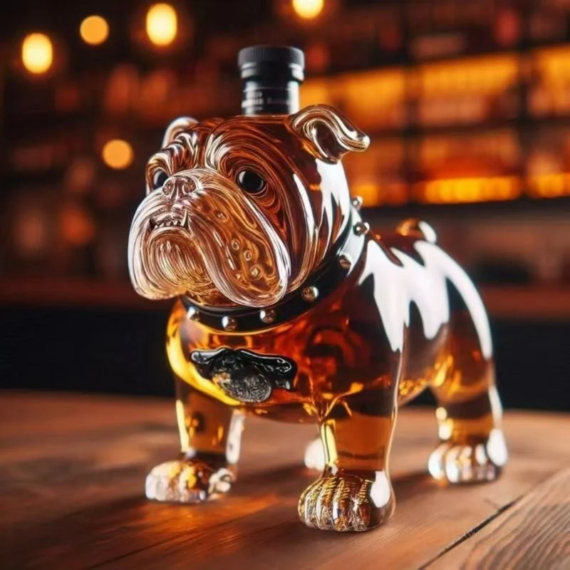 Decorative whiskey decanter with dog motif