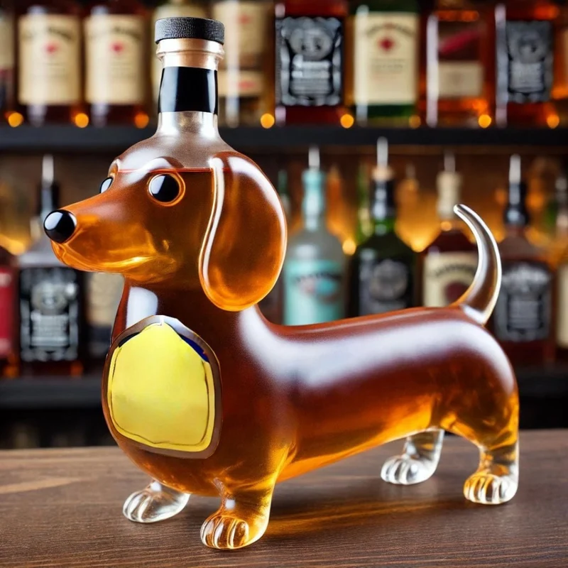 Decorative whiskey decanter with dog motif