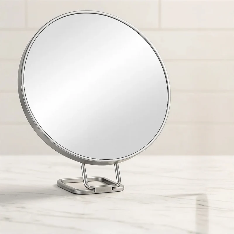 Portable 30x magnifying mirror with suction cup and stand