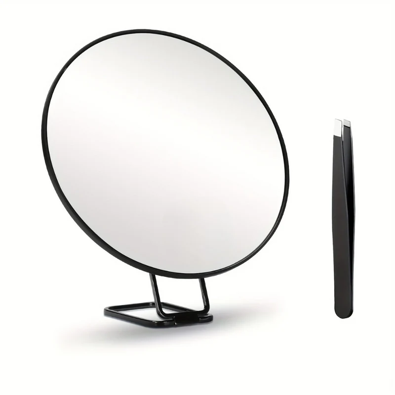 Portable 30x magnifying mirror with suction cup and stand