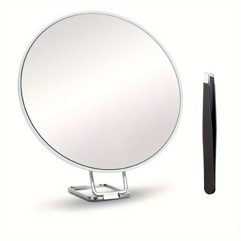 Portable 30x magnifying mirror with suction cup and stand