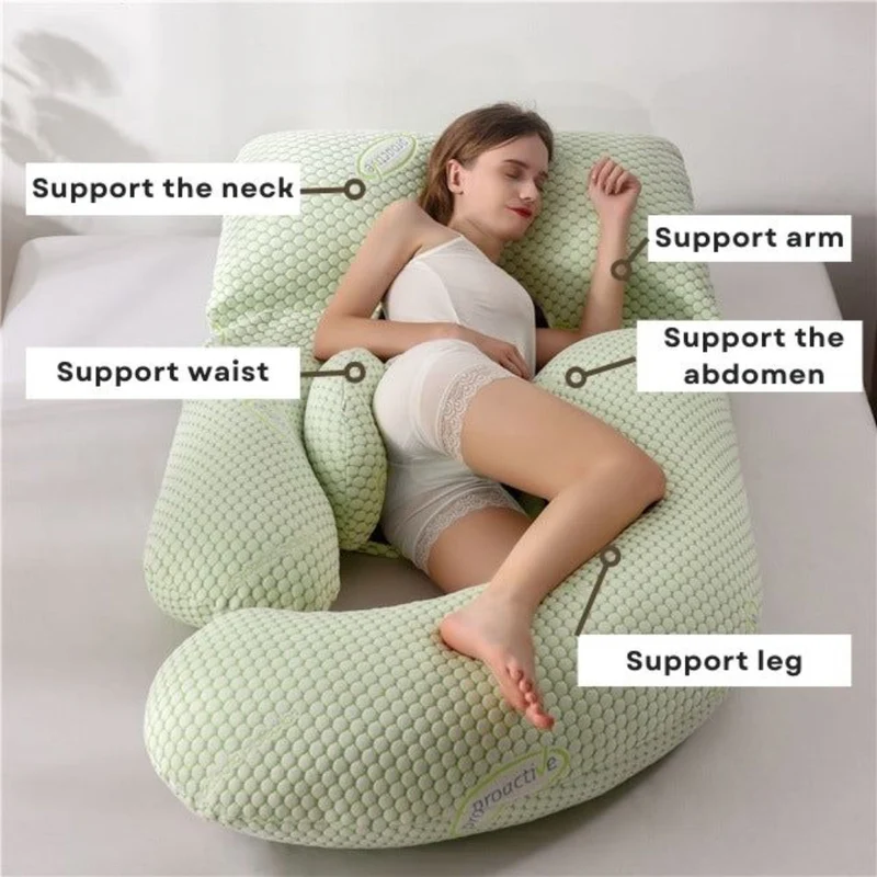 Soft supportive U-shaped pregnancy pillow