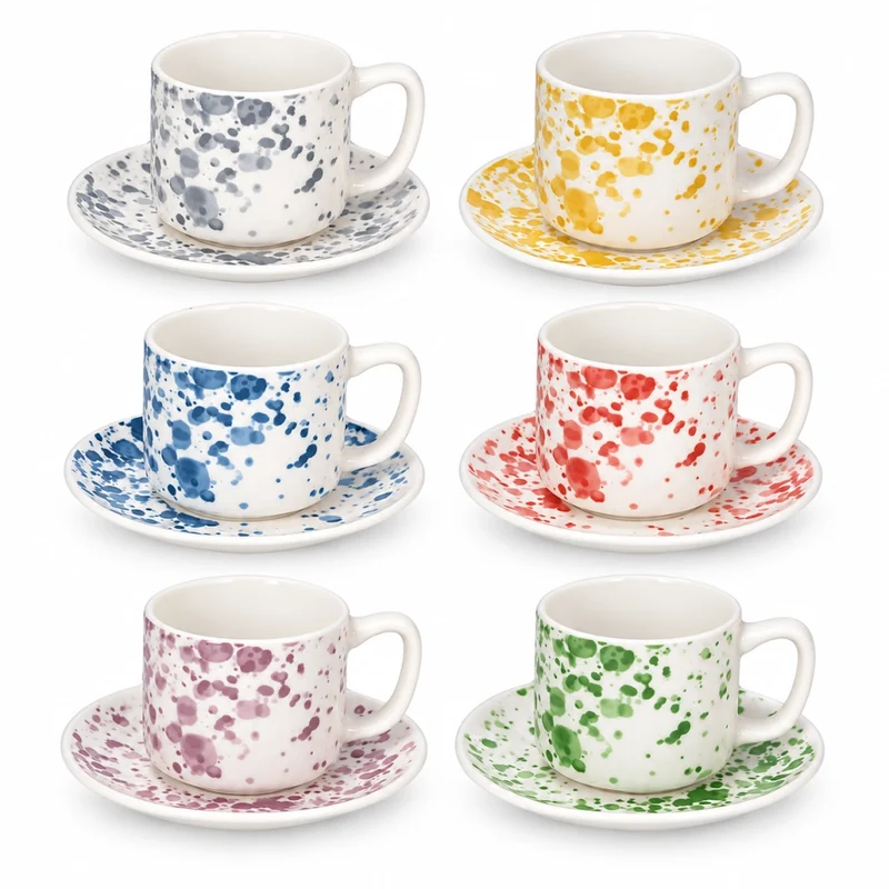 Tognana Apulia Ivy Set 6 Tazze Caffè Bone China 100 cc con Piattino
