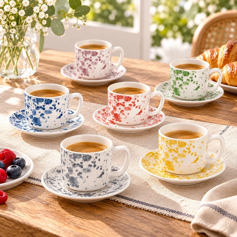 Tognana Apulia Ivy Set 6 Tazze Caffè Bone China 100 cc con Piattino