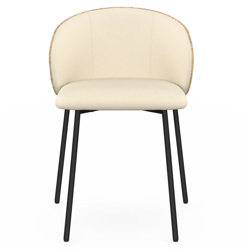 IDMarket - Set di 4 sedie da pranzo PENNY in tessuto beige con schienale in legno chiaro