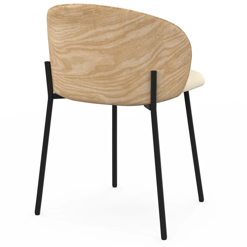 IDMarket - Set di 4 sedie da pranzo PENNY in tessuto beige con schienale in legno chiaro
