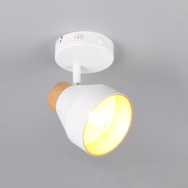 SPOT E14 VALENTIN H14CM BIANCO/LEGNO/ORO