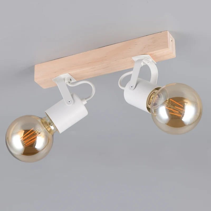 BARRA 2 SPOT E27 LYNAR 31CM BIANCA/LEGNO