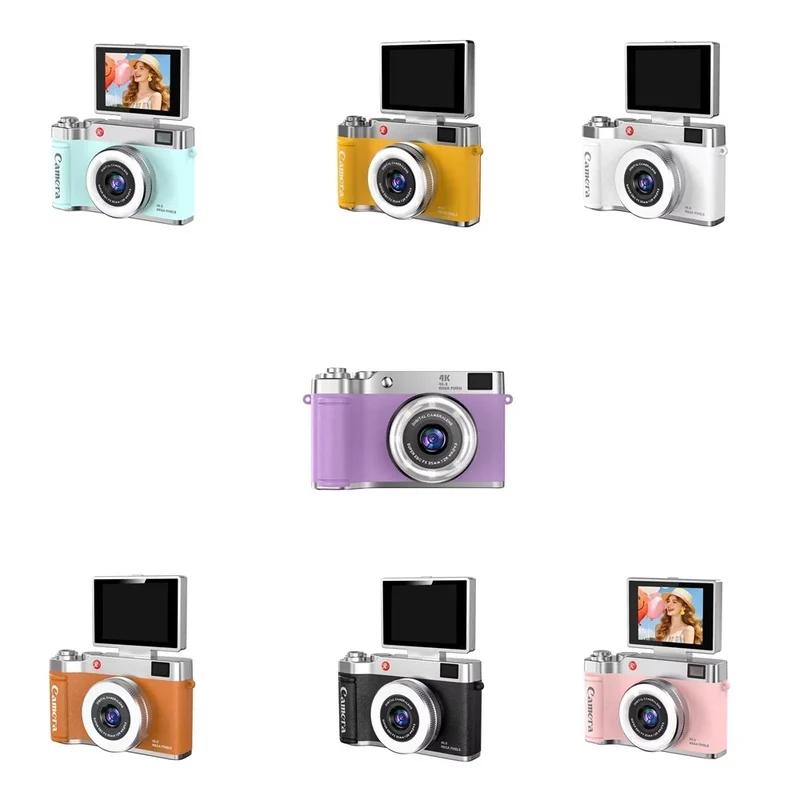 Trade Shop - Fotocamera Digitale Stile Retrò Schermo Ips Da 2,4" Ribaltabile Zoom Digitale 8x 48mp Q07 -