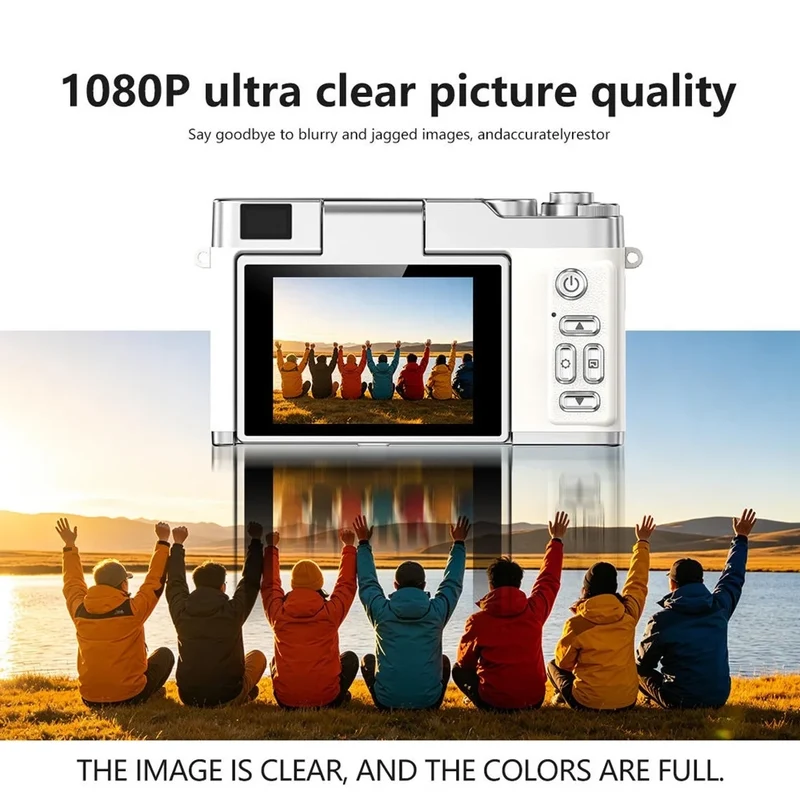 Trade Shop - Fotocamera Digitale Stile Retrò Schermo Ips Da 2,4" Ribaltabile Zoom Digitale 8x 48mp Q07 -