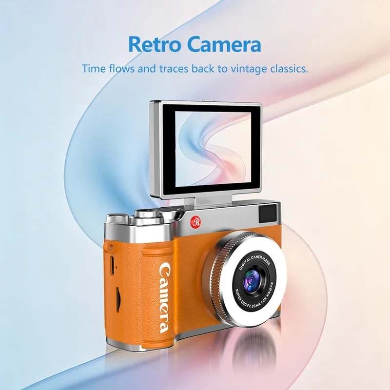 Trade Shop - Fotocamera Digitale Stile Retrò Schermo Ips Da 2,4" Ribaltabile Zoom Digitale 8x 48mp Q07 -