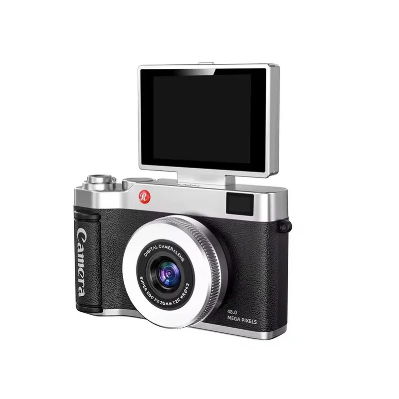 Trade Shop - Fotocamera Digitale Stile Retrò Schermo Ips Da 2,4" Ribaltabile Zoom Digitale 8x 48mp Q07 -