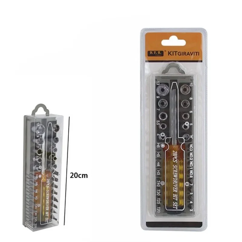Trade Shop - Kit Giraviti Cacciavite Universale Multifunzione Con Punte Intercambiabili 28 Pz 53681 -