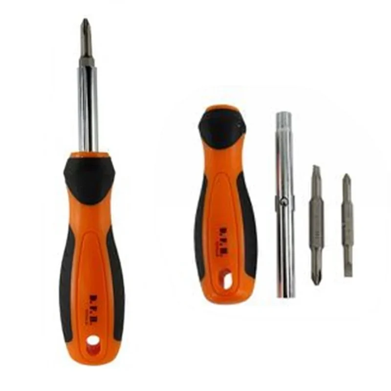 Trade Shop - Set 6in1 Cacciaviti Multifunzione Adattatore Punte Croce Taglio Varie Misure Fai Da Te 66520 -