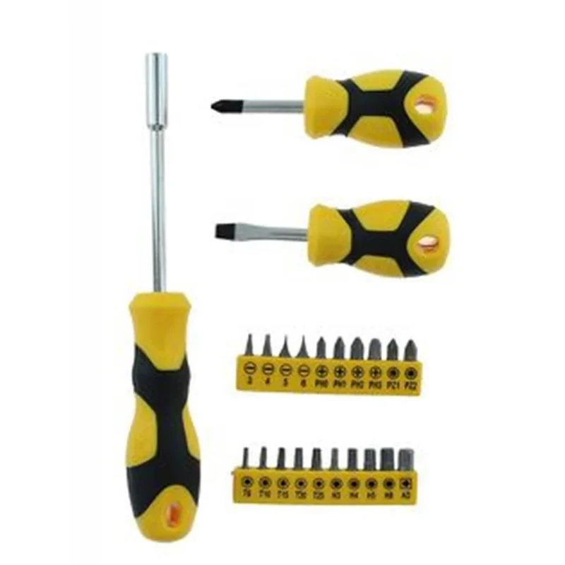 Trade Shop - Set Cacciaviti 23 Pz Con Supporto Magnetico Attrezzi Fai Da Te Con Porta-punte 74691 -