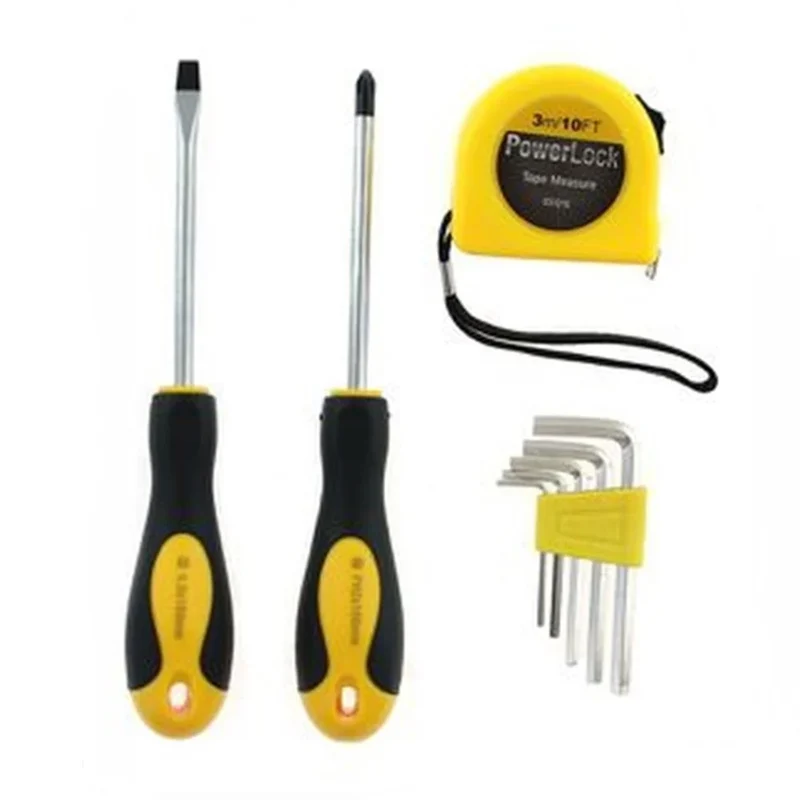 Trade Shop - Set Attrezzi Manuali 4pz Cacciaviti Con Metro Chiavi Esagonali Per Lavori Bricolage 74690 -
