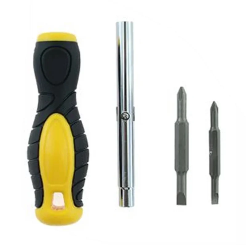 Trade Shop - Set Cacciaviti Multifunzione 6in1 Con Inserti A Doppia Punta Grip Punta Magnetizzata 74689 -