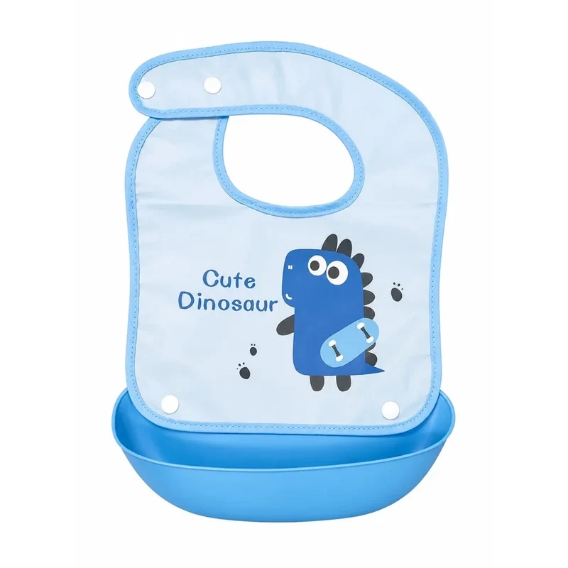 Trade Shop - Bavaglino Bavetta Per Bambini Con Tasca Raccoglipappa Staccabile Fantasia Animali 31221 -