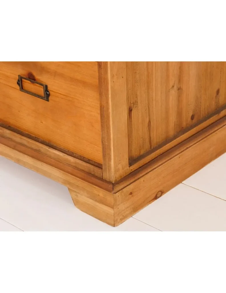 Buffet LUMBER 148 cm in legno di pino - 2 porte scorrevoli in vetro e 6 cassetti