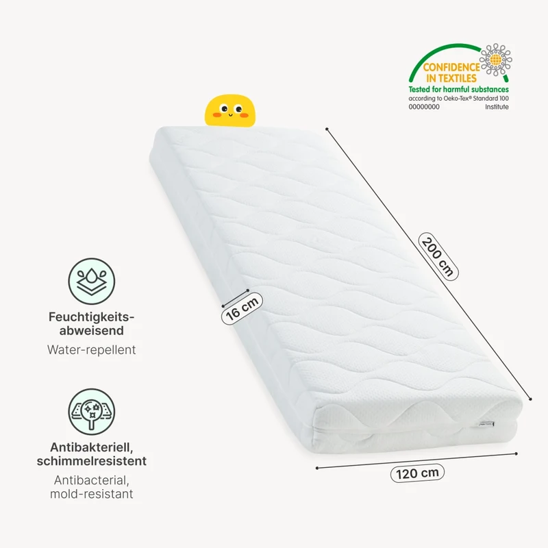 Letto per Cameretta Treviolo a Forma di Casetta in Stile Montessori con Materasso 120x200 cm - Bianco/Naturale [en.casa]