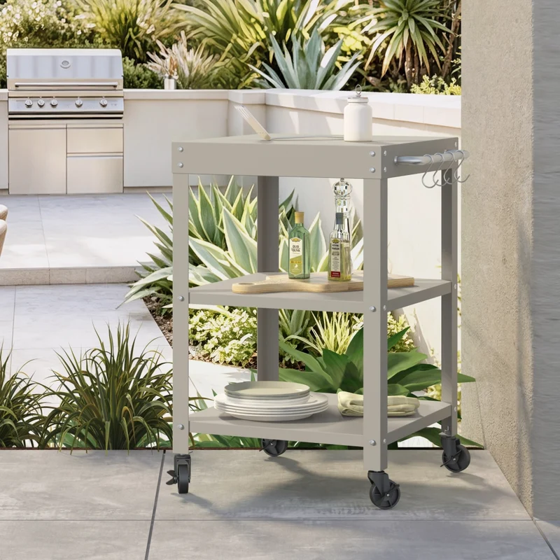 Carrello Portavivande Bolognano di Servizio a 3 Ripiani 81x50x50 cm - Beige opaco casa.pro