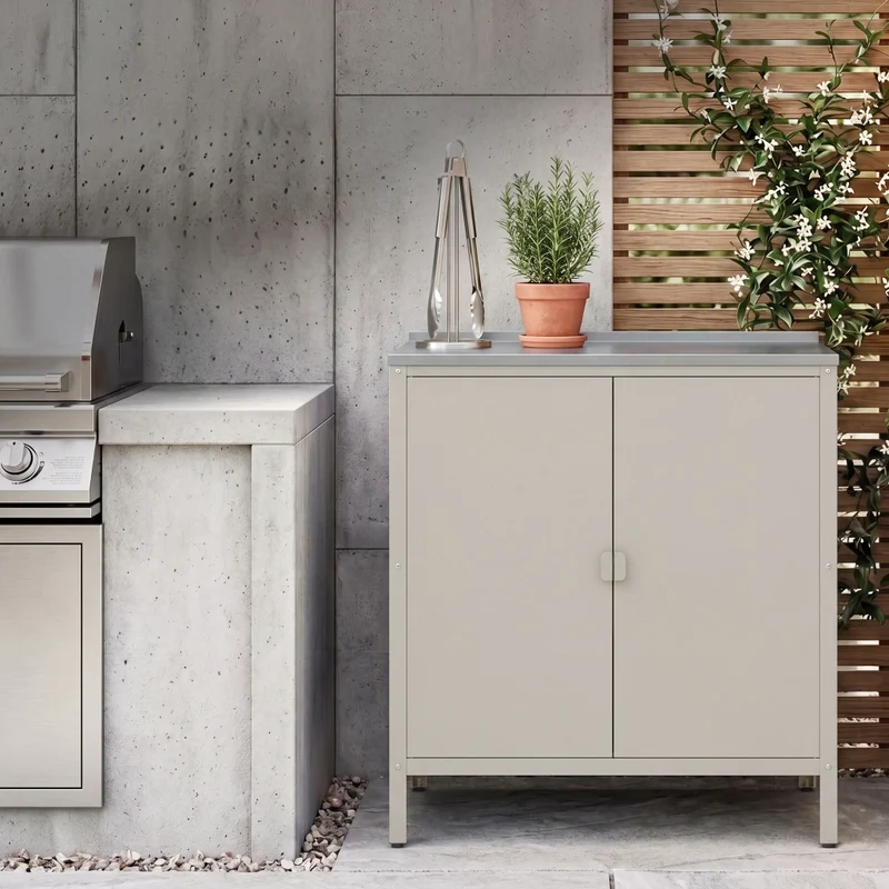 Armadietto da Giardino Bolognano 92 x 80 x 50 cm Acciaio - Beige Opaco - casa.pro