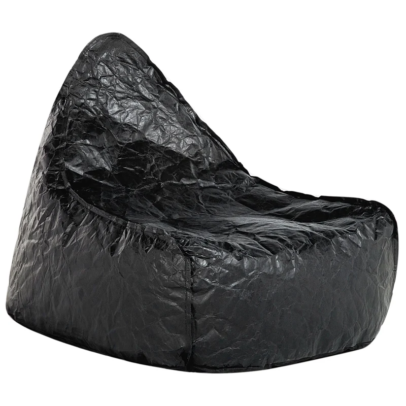 Fodera per poltrona sacco impermeabile grande in nylon nero 75 x 75 cm con cerniera e velcro