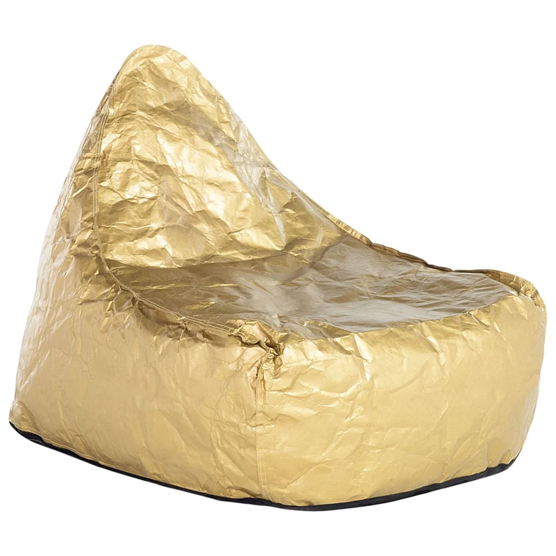 Fodera per poltrona sacco impermeabile grande in nylon oro 75 x 75 cm con cerniera e velcro