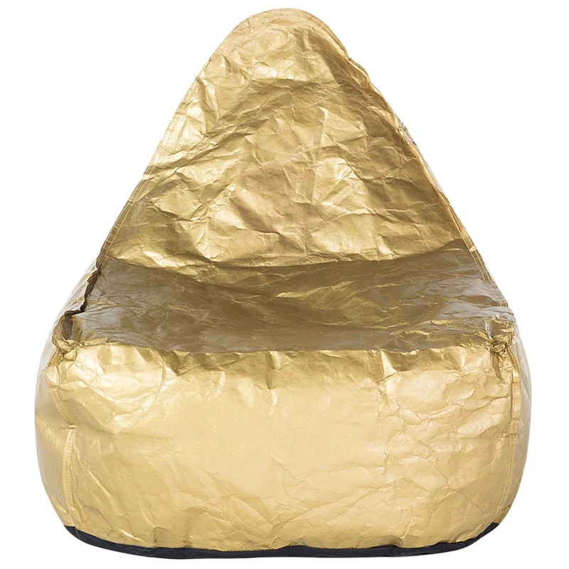 Fodera per poltrona sacco impermeabile grande in nylon oro 75 x 75 cm con cerniera e velcro