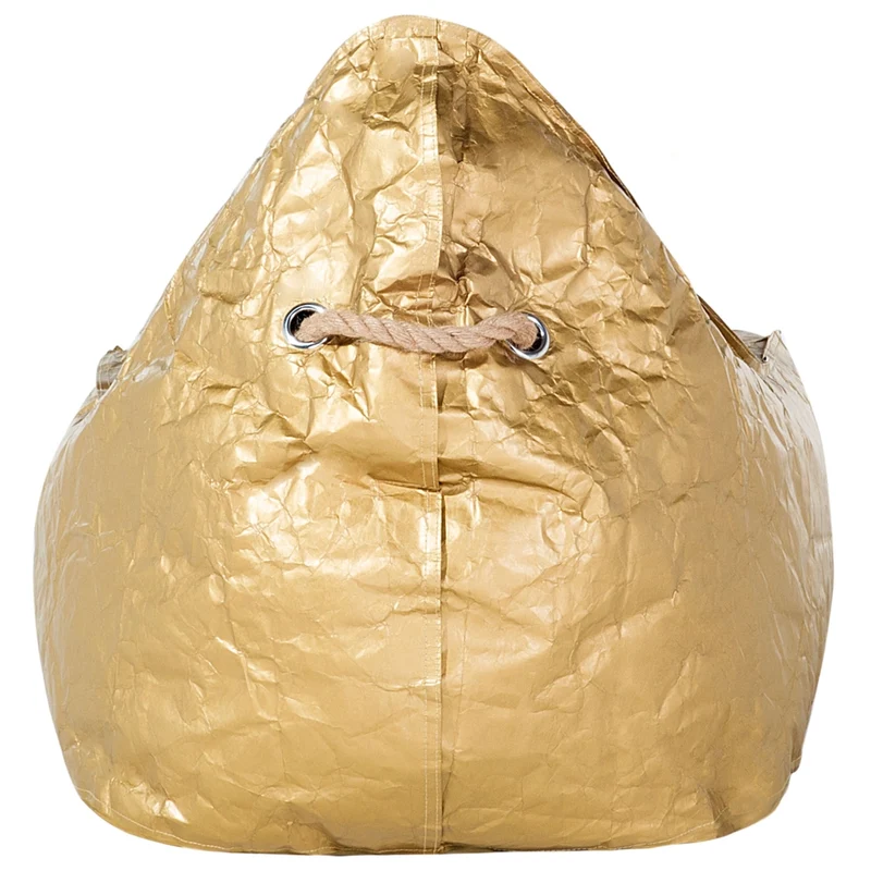Fodera per poltrona sacco impermeabile grande in nylon oro 75 x 75 cm con cerniera e velcro