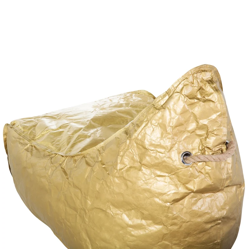 Fodera per poltrona sacco impermeabile grande in nylon oro 75 x 75 cm con cerniera e velcro