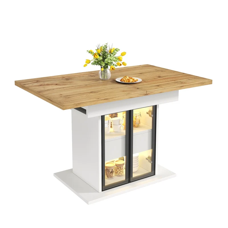Tavolo da pranzo allungabile 110-150 cm; rotondo trasformabile in ovale; nero effetto legno