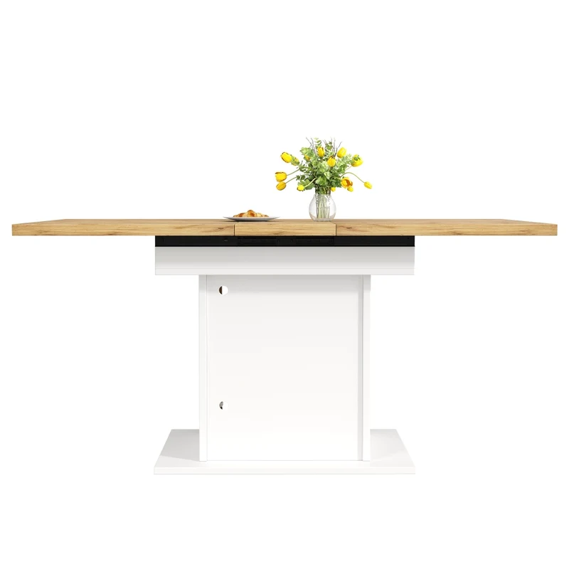 Tavolo da pranzo allungabile 110-150 cm; rotondo trasformabile in ovale; nero effetto legno