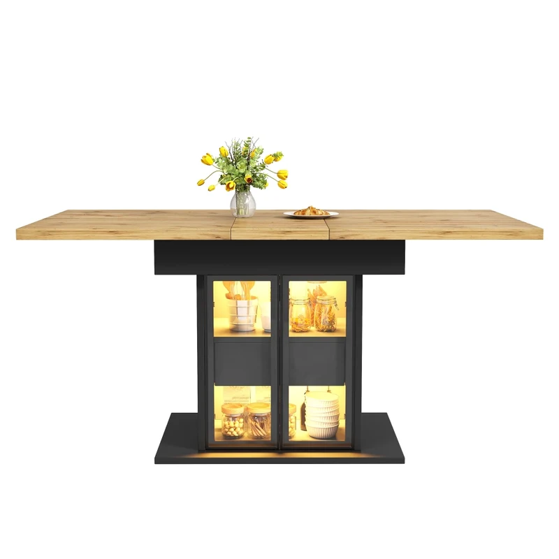 Tavolo da pranzo allungabile nero 110-150 x 110 x 76 cm con ripiano aperto