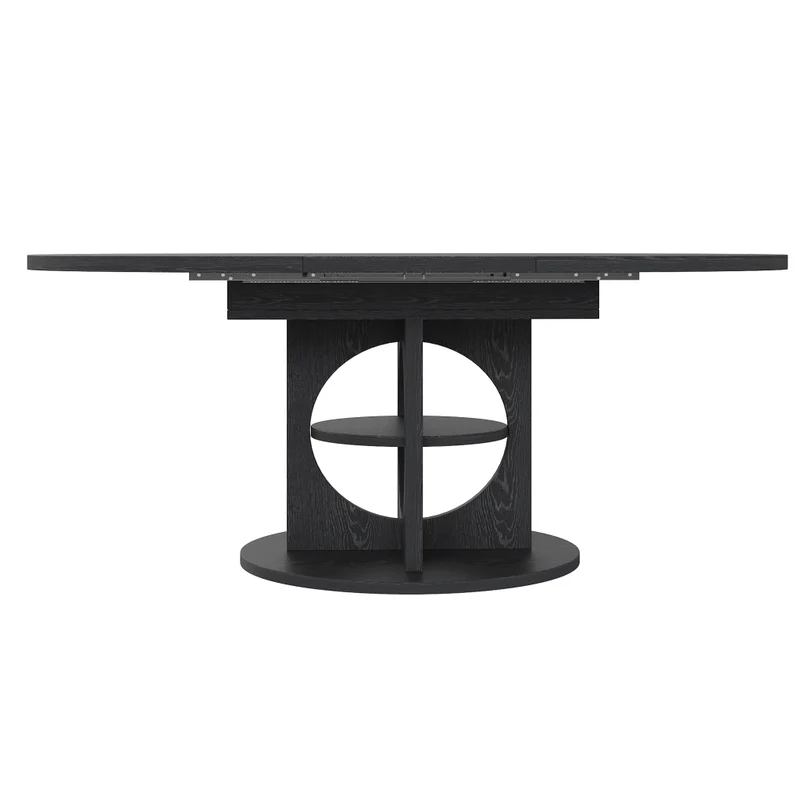 Tavolo da pranzo allungabile 110-140 cm per 4-6 persone; con contenitore e illuminazione LED colorata; MDF nero