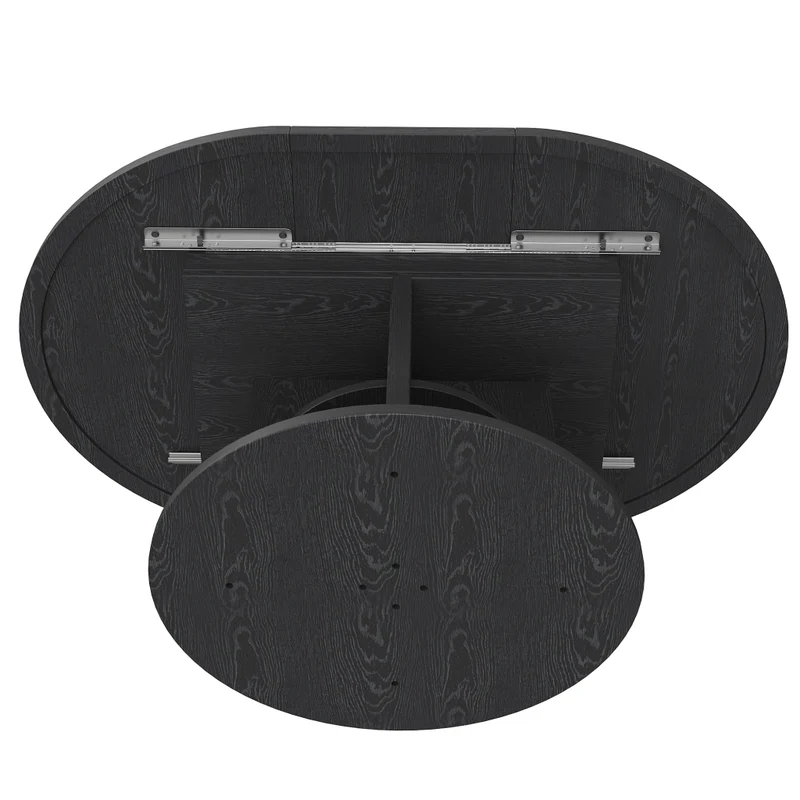Tavolo da pranzo allungabile 110-140 cm per 4-6 persone; con contenitore e illuminazione LED colorata; MDF nero