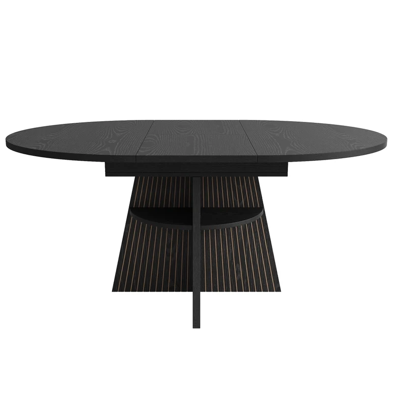 Tavolo da pranzo allungabile 110-140 x 80 x 75 cm in MDF effetto legno; con cassetti e vano contenitore; naturale