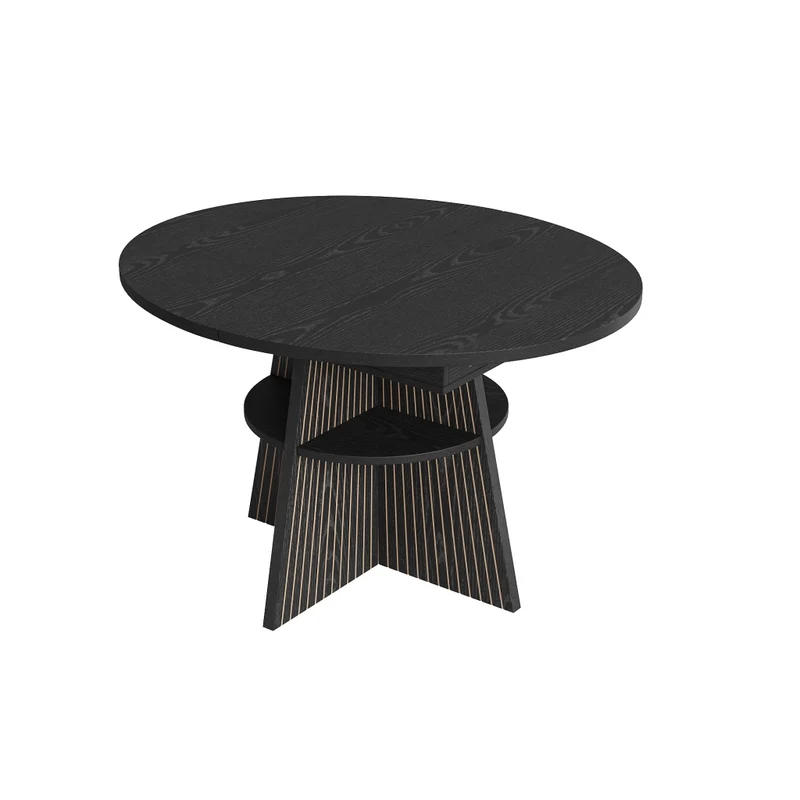 Tavolo da pranzo allungabile 110-140 x 80 x 75 cm in MDF effetto legno; con cassetti e vano contenitore; naturale