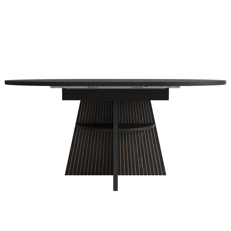 Tavolo da pranzo allungabile 110-140 x 80 x 75 cm in MDF effetto legno; con cassetti e vano contenitore; naturale