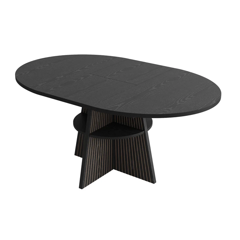 Tavolo da pranzo allungabile 110-140 x 80 x 75 cm in MDF effetto legno; con cassetti e vano contenitore; naturale
