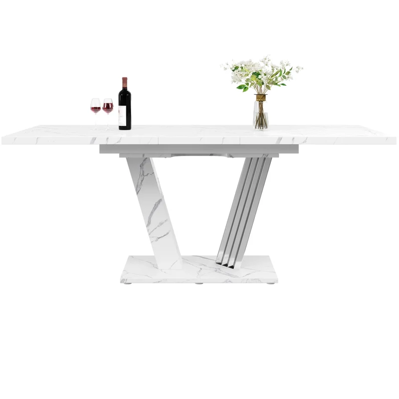 Tavolo da pranzo allungabile 120-160 x 80 x 76 cm in MDF e metallo; effetto legno