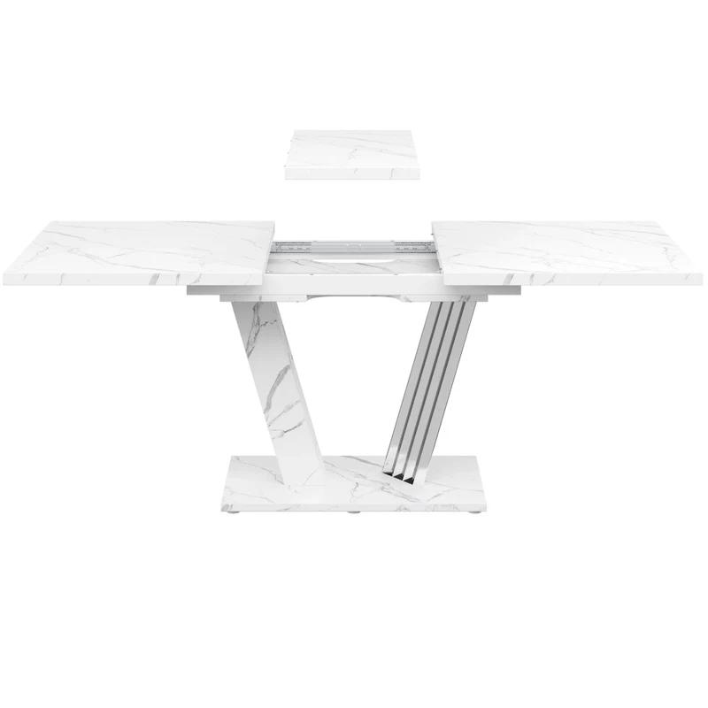 Tavolo da pranzo allungabile 120-160 x 80 x 76 cm in MDF e metallo; effetto legno