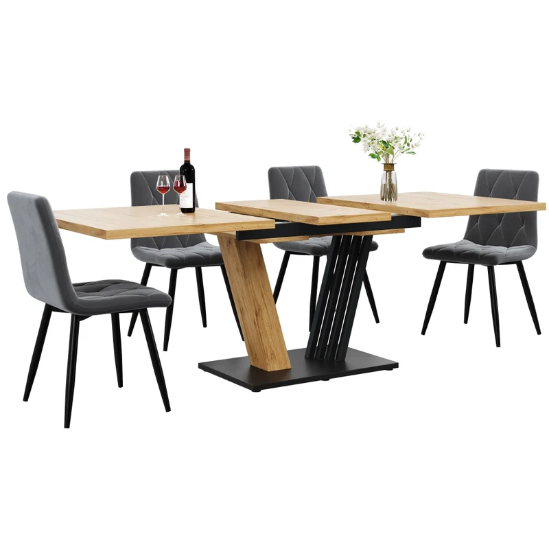 Tavolo da pranzo allungabile effetto marmo 120-160 x 80 x 76 cm bianco per cucina e soggiorno