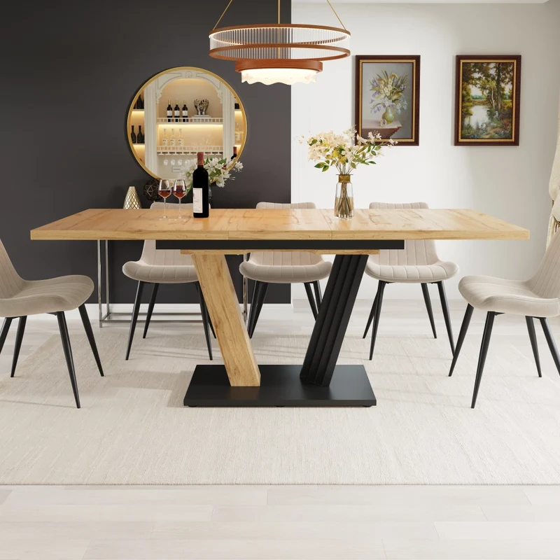 Tavolo da pranzo allungabile effetto marmo 120-160 x 80 x 76 cm bianco per cucina e soggiorno