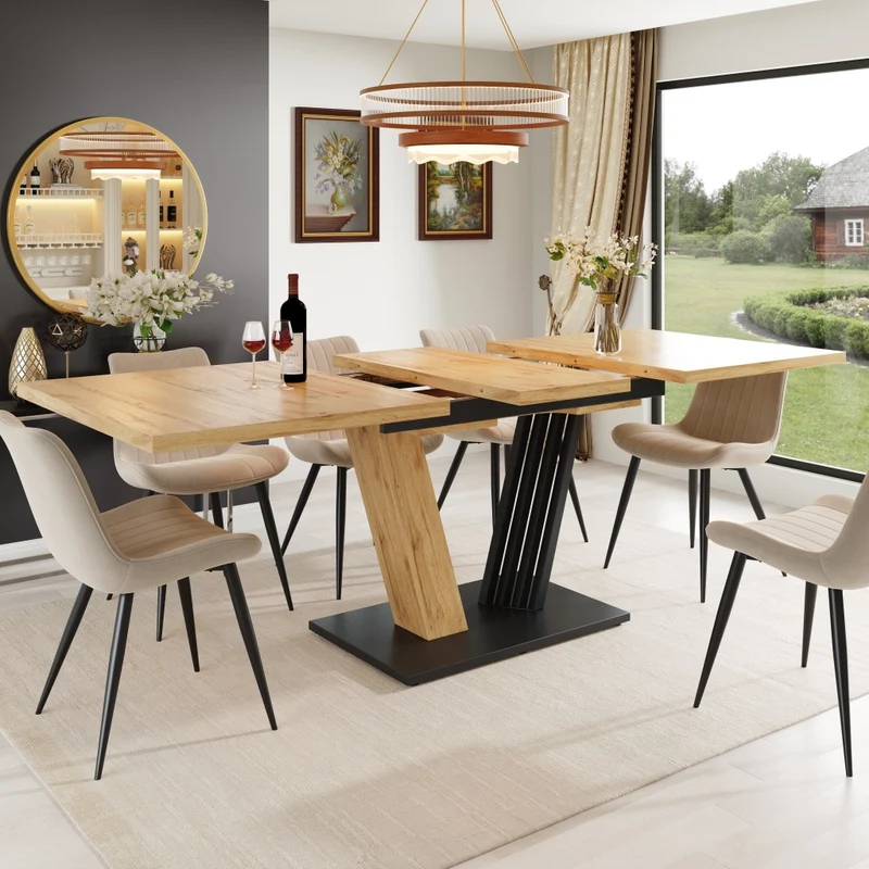 Tavolo da pranzo allungabile effetto marmo 120-160 x 80 x 76 cm bianco per cucina e soggiorno