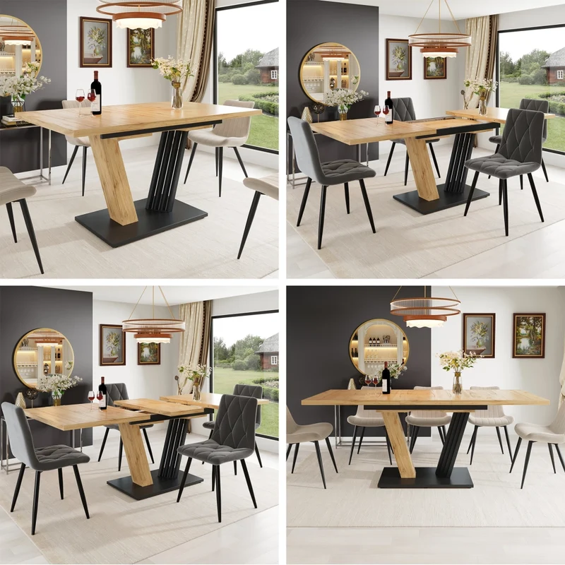 Tavolo da pranzo allungabile effetto marmo 120-160 x 80 x 76 cm bianco per cucina e soggiorno