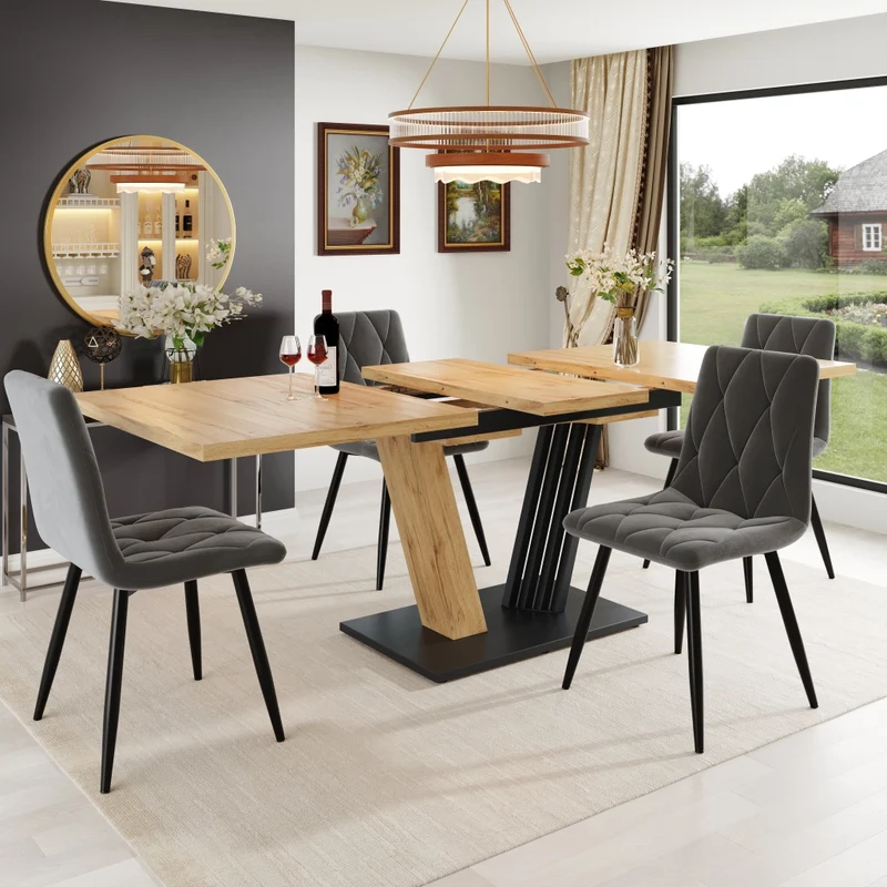 Tavolo da pranzo allungabile effetto marmo 120-160 x 80 x 76 cm bianco per cucina e soggiorno