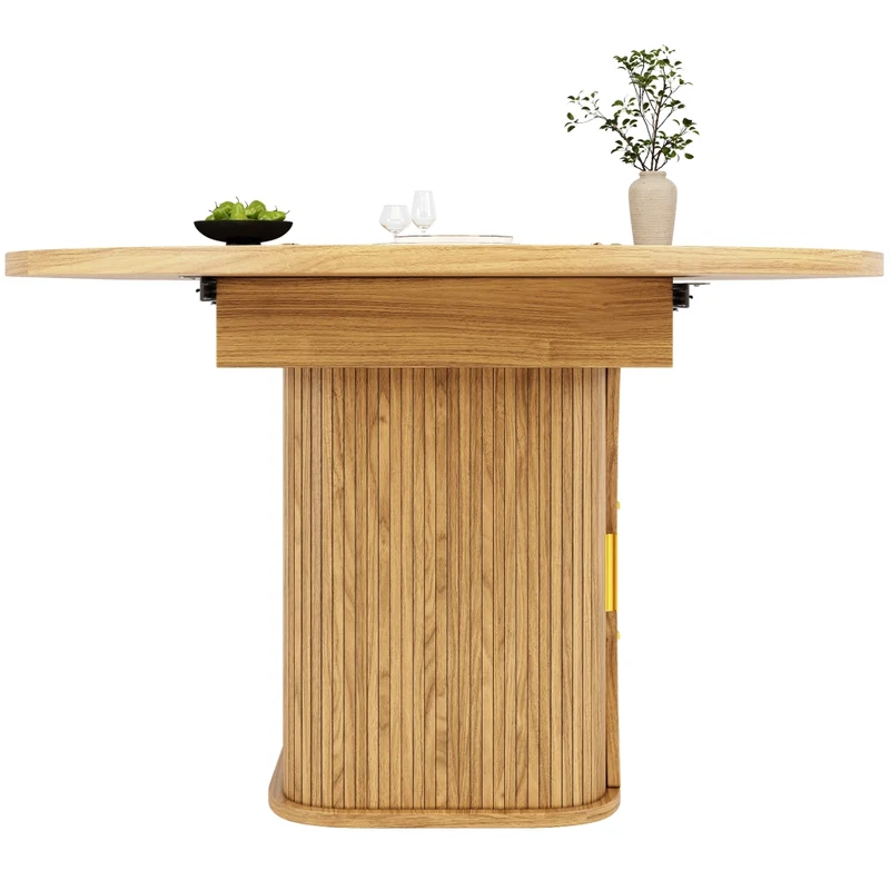 Tavolo da pranzo allungabile da 118 a 158 cm con cassetti effetto rattan; MDF; effetto legno naturale