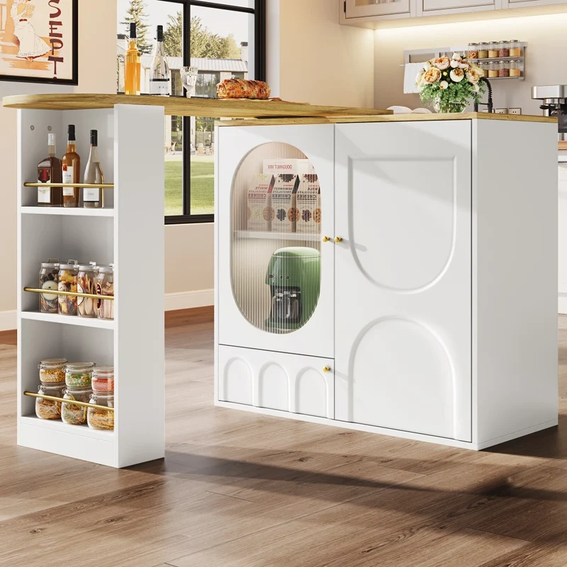 Tavolo da pranzo allungabile da 118 a 158 cm con cassetti in effetto rattan; MDF effetto legno naturale