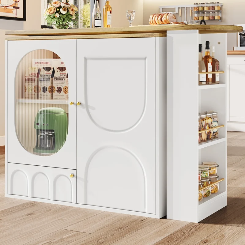 Tavolo da pranzo allungabile da 118 a 158 cm con cassetti in effetto rattan; MDF effetto legno naturale